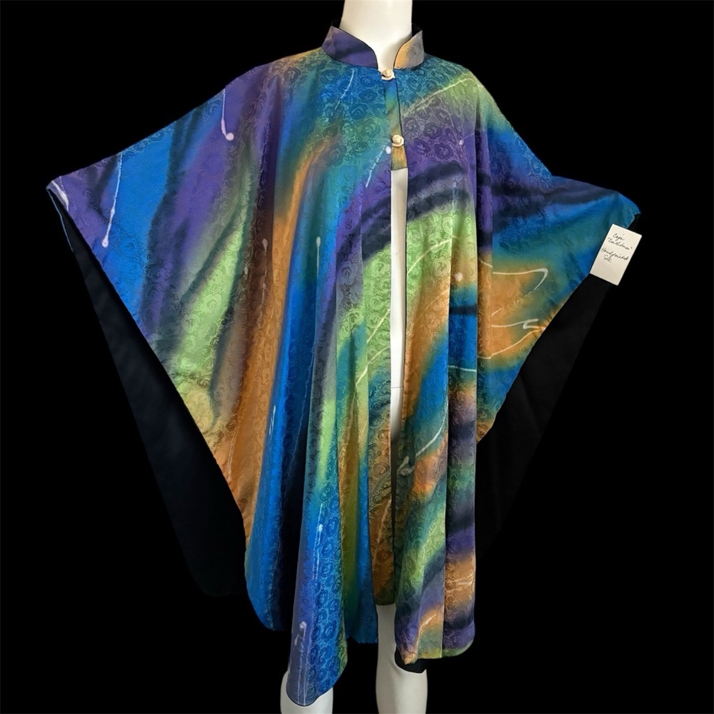 Vintage 90’s GIMA Hand Painted Silk Psychedelic Galactic Cape Kimono O/S